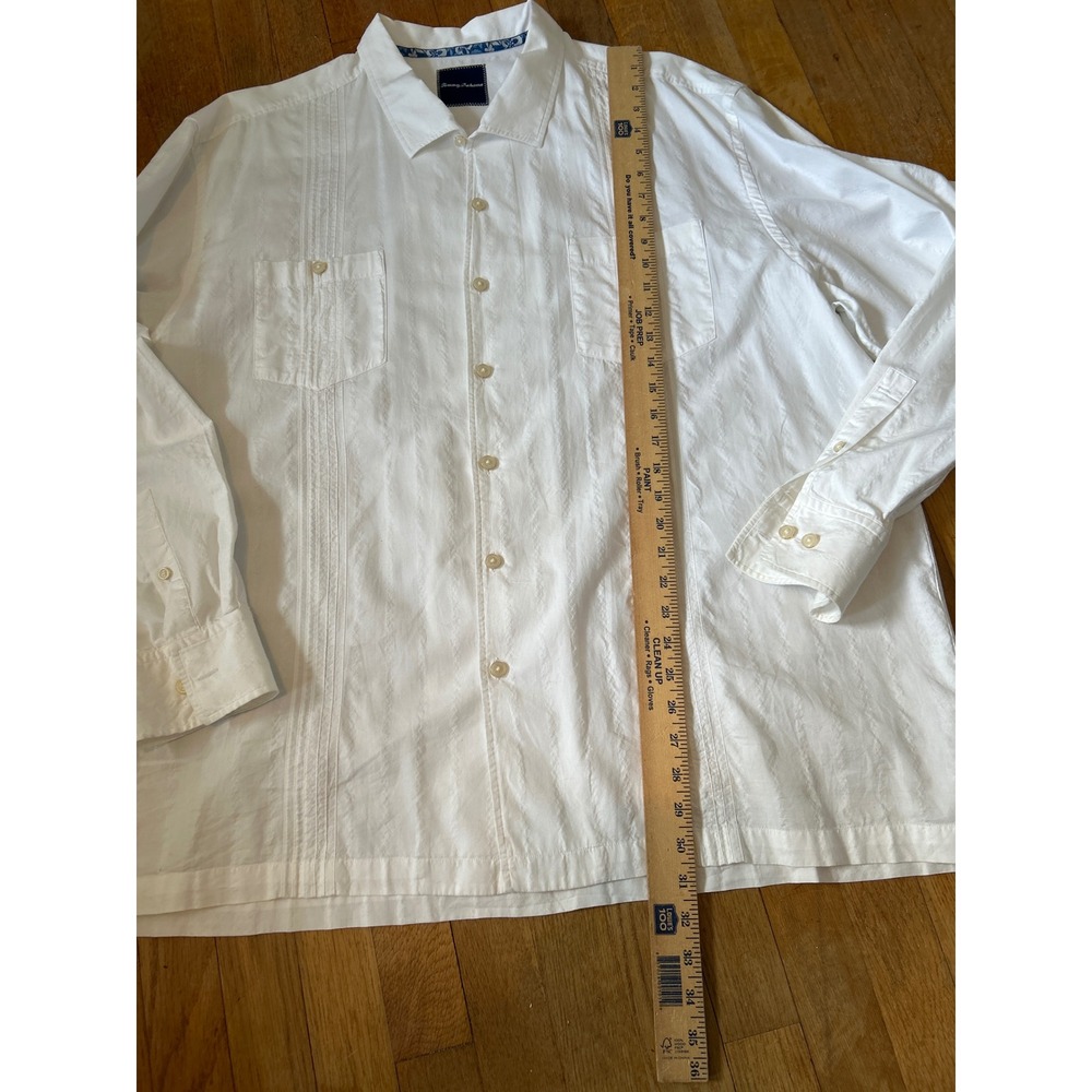 Tommy Bahama Camp Shirt Pima Cotton Button Up‎ Long Sleeve White 3XL resort wear - Picture 7 of 8